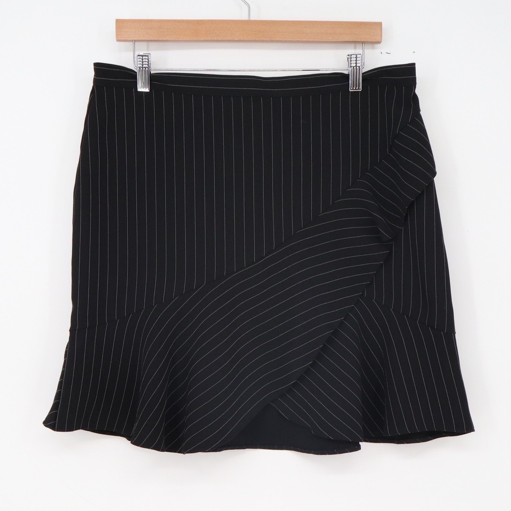 Atmosphere Skirt Womens 12 Ruffle Hem Black Pinstripe Career Excellent